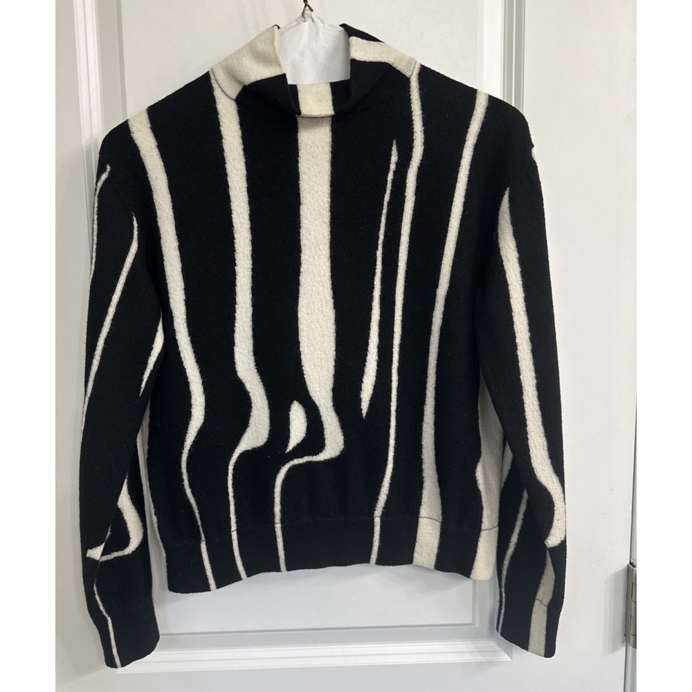 Jil Sander Size Small (P To P 18) Zebra 3D Mock Nk Crop Sweater Mohair Cashmere